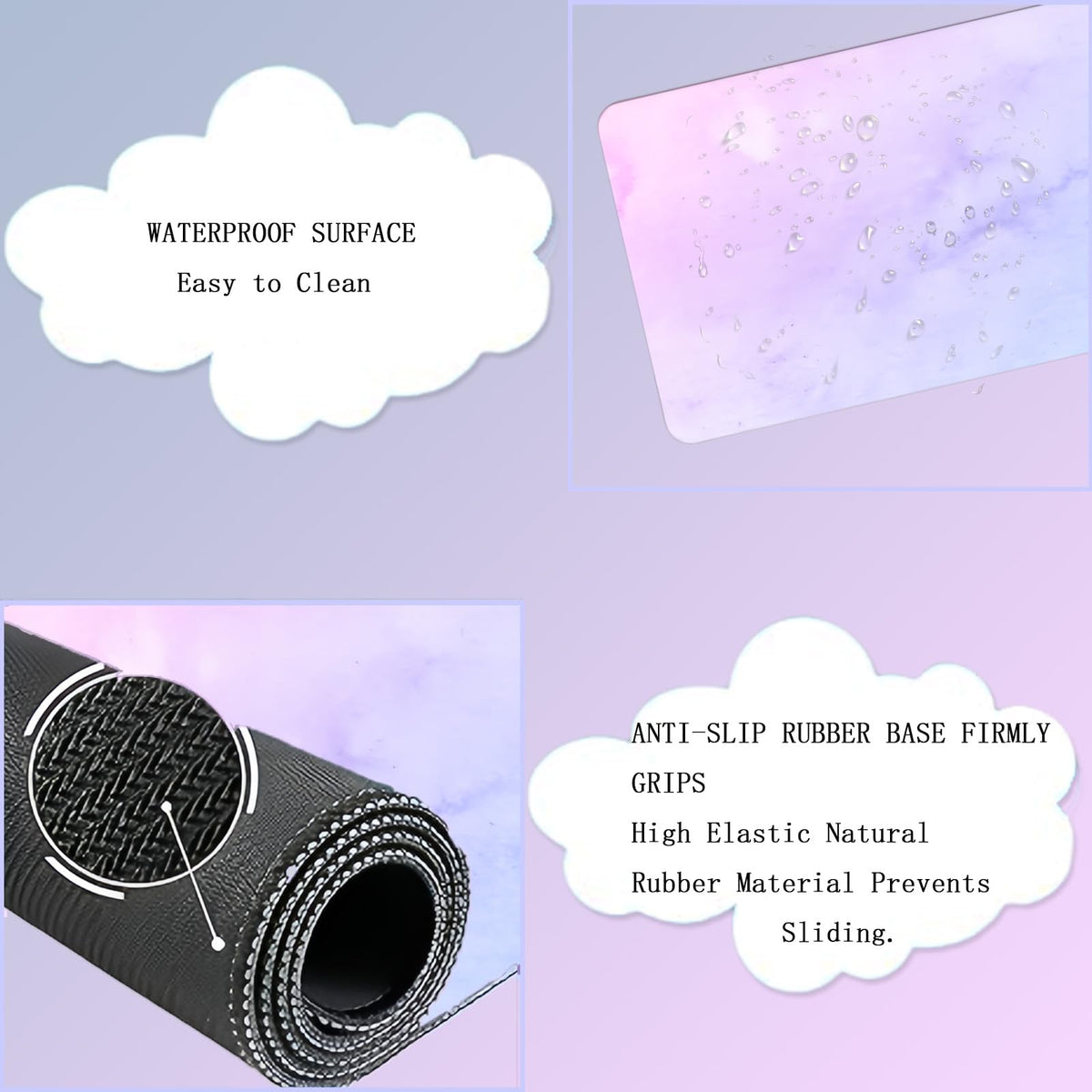 Cloud Mouse Pad and Keyboard Wrist Rest 4PCS Extended Large Desk Mat Pad Set Memory Foam Non-Slip