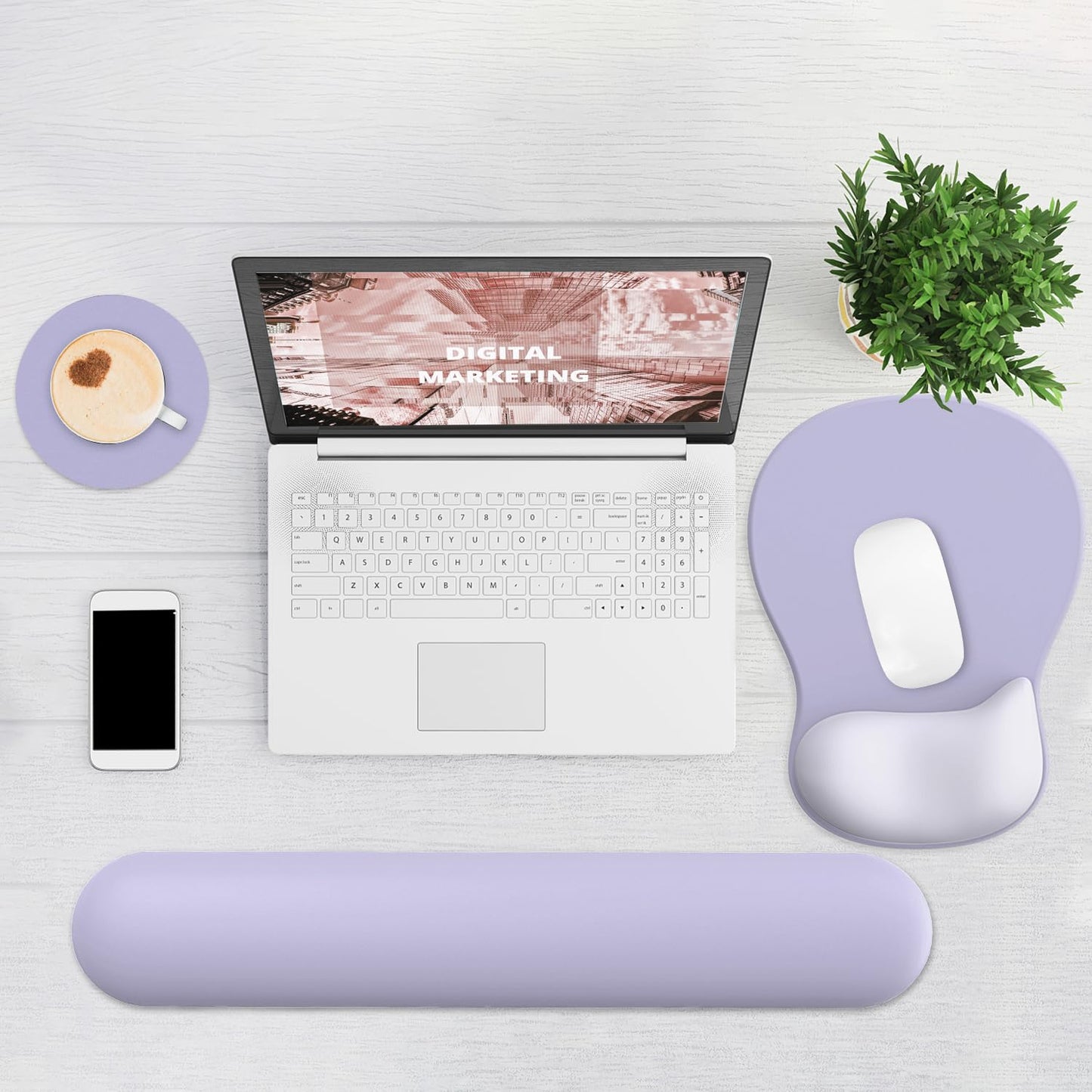 Ergonomic Mouse Pad with Wrist Rest and Keyboard Wrist Rest, Gel Mousepad
