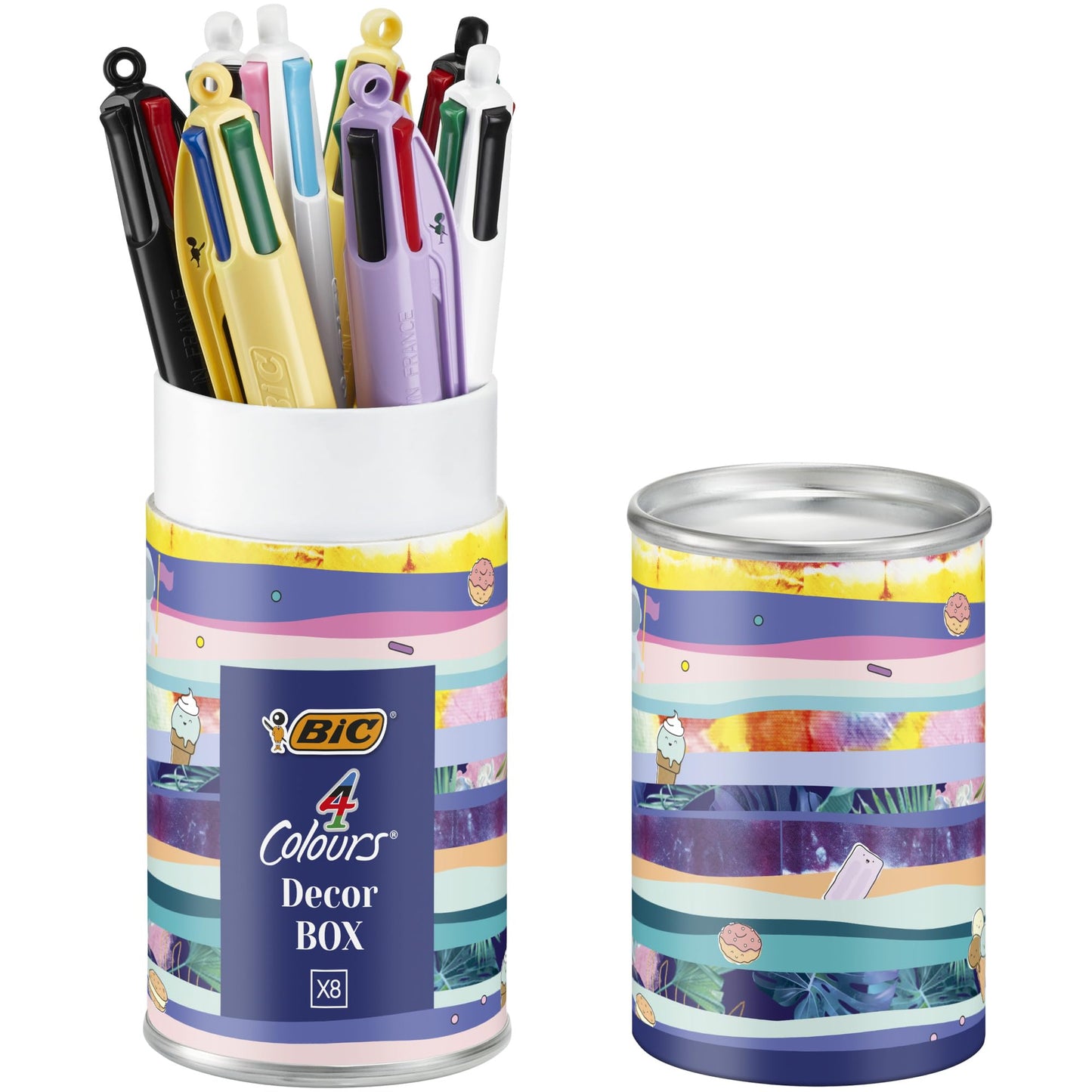 Bic 4 Colours Message Box - Retractable Ballpoint Pens Medium Nib (1.0 mm) - Assorted Decorations