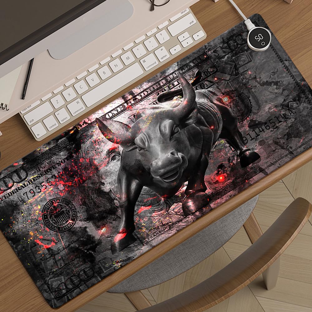 Reateforin Gaming Mouse Pad Black Gray Money Bull Motivational Sign Inspirational Quote Mouse Pad