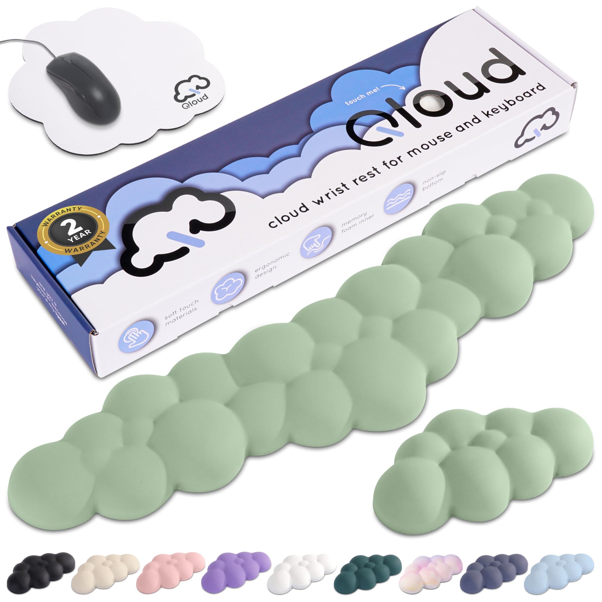 Green Cloud Keyboard Wrist Rest – Create-ables Qloud Green Wrist Rest for Computer Keyboard and
