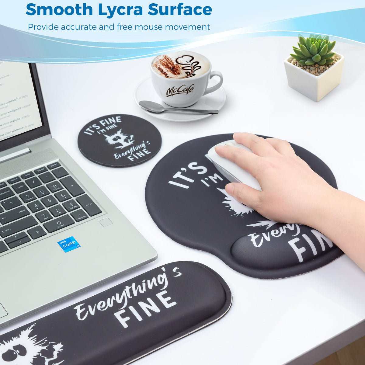 Wiabsi Mouse Pad and Keyboard Wrist Rest Support,Ergonomic Mouse Pad Set