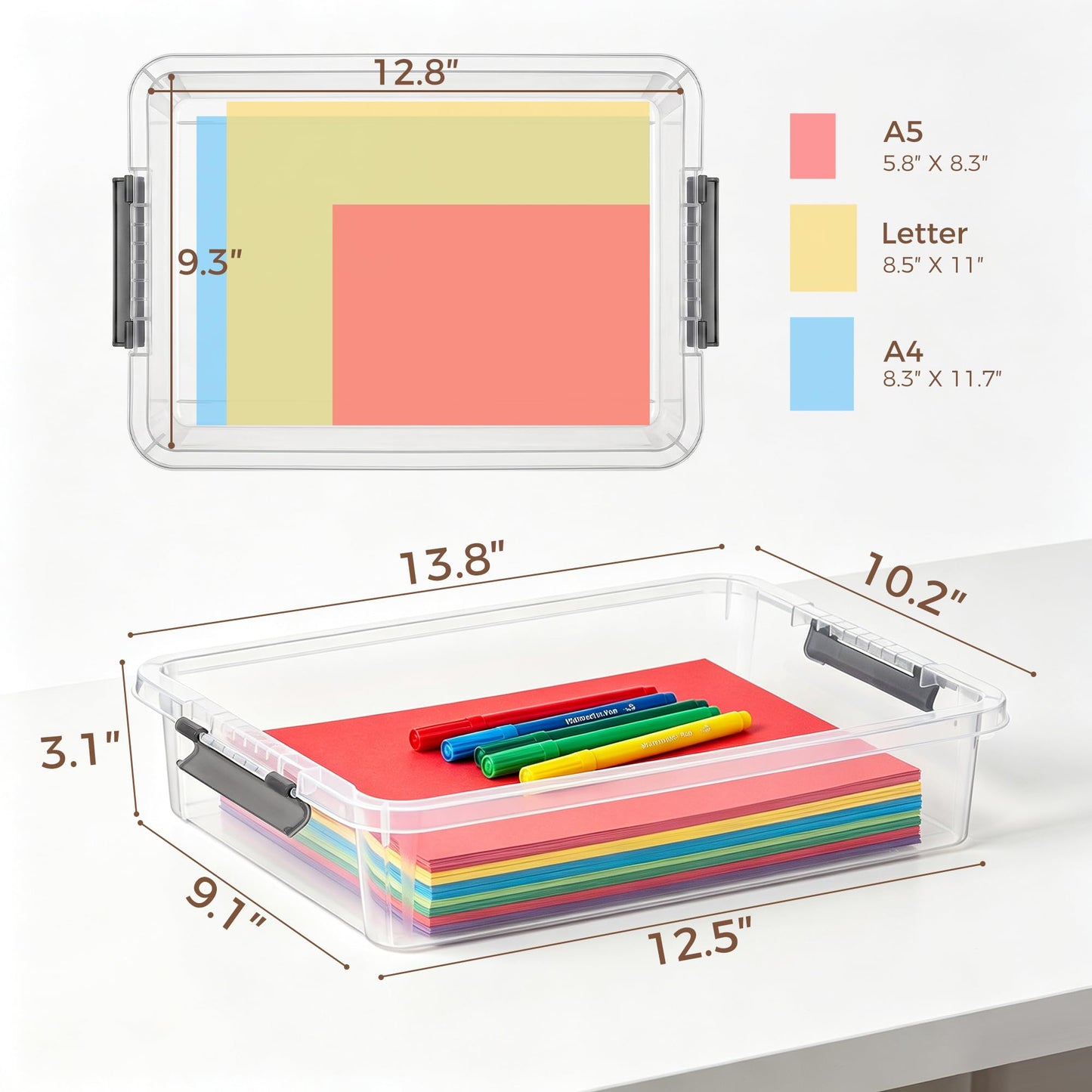Citylife 5.3Qt 4Packs Clear Craft Organizers and Storage Box, Sensory Bins