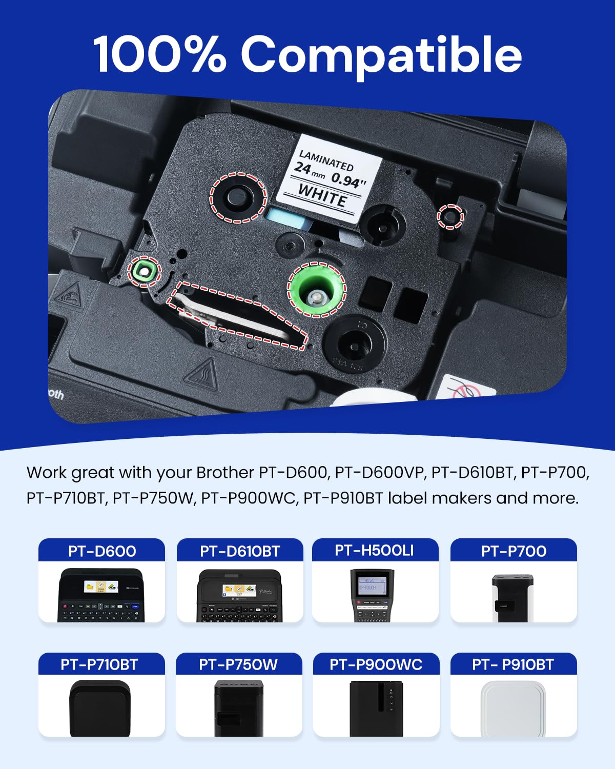 TZe-FX251 TZeFX251 Replacement for Brother P Touch Flexible-ID Tape 24mm