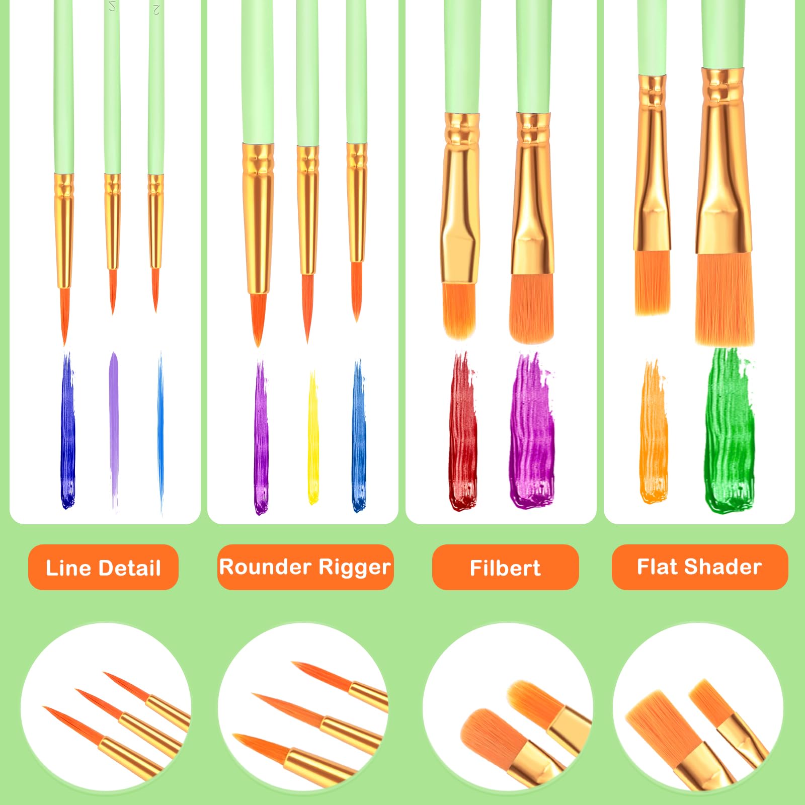 ESRICH 200PCS Paint Brushes, Paint Brush for Acrylic Painting