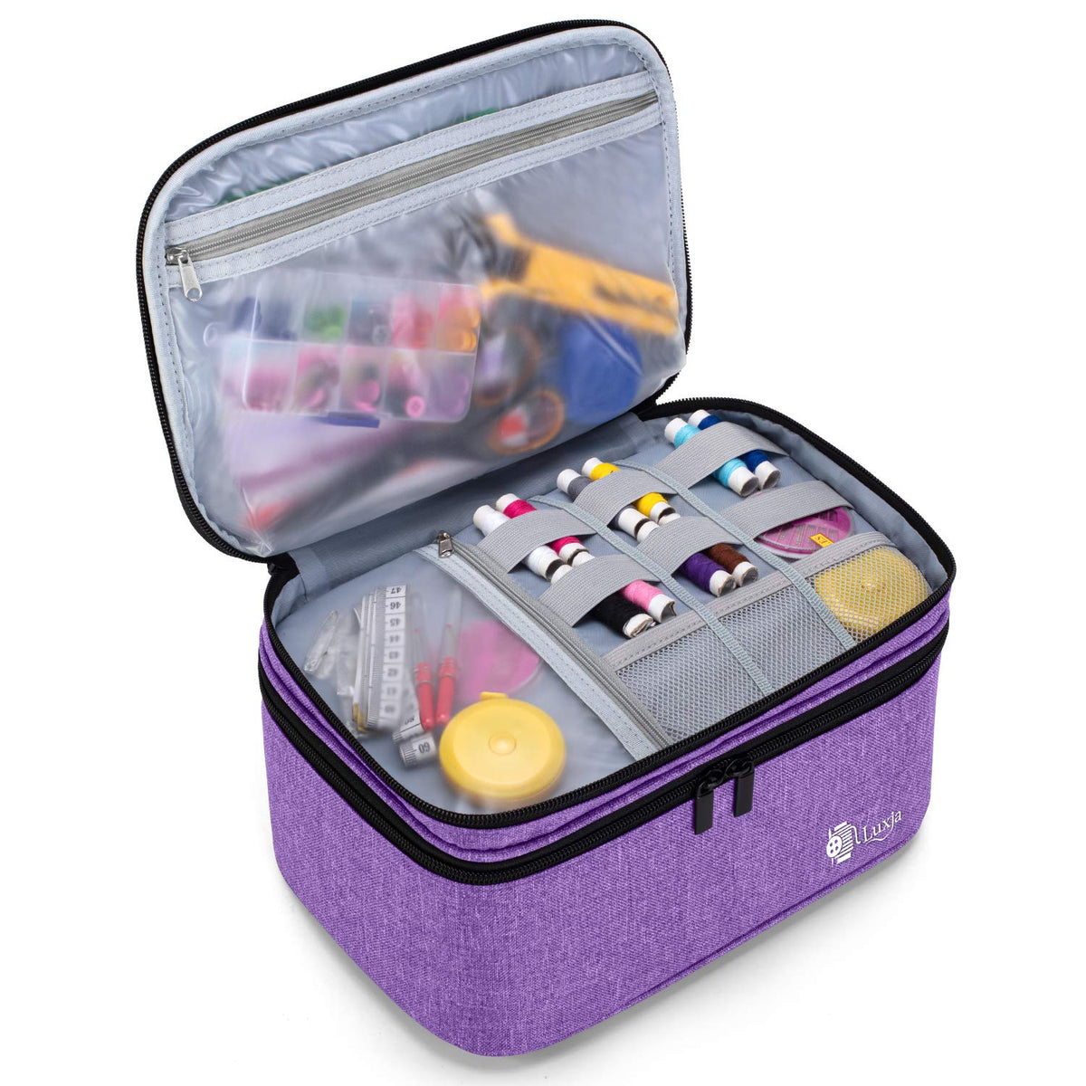 Luxja Double-Layer Large Sewing Organizer, Purple