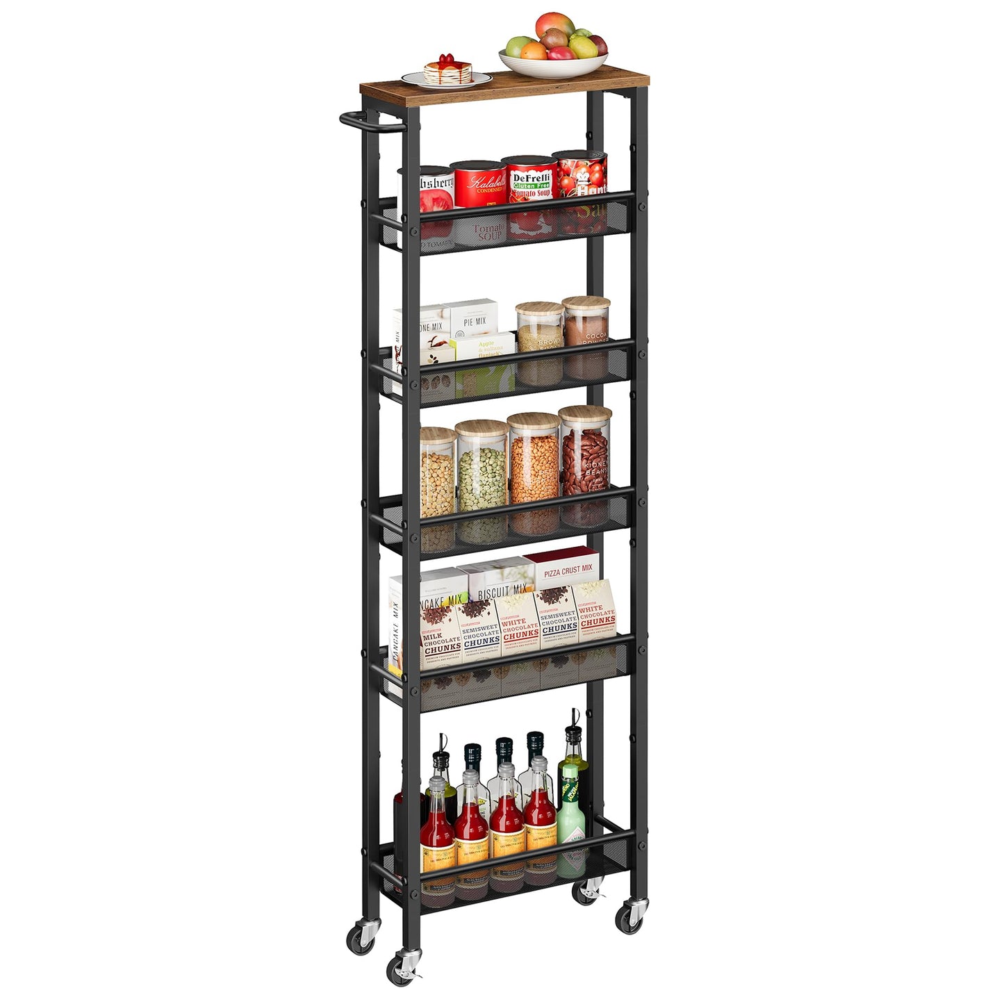VASAGLE 6-Tier Utility Rolling Laundry Cart, 17.9 x 5.9 x 51.7 inch