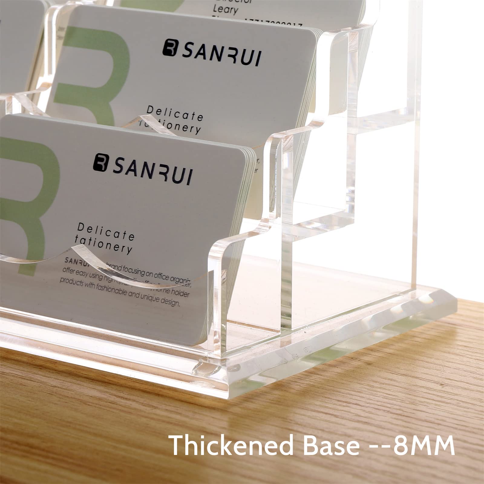 SANRUI Acrylic Business Card Holder for Desk, 9-Slot Horizontal Clear