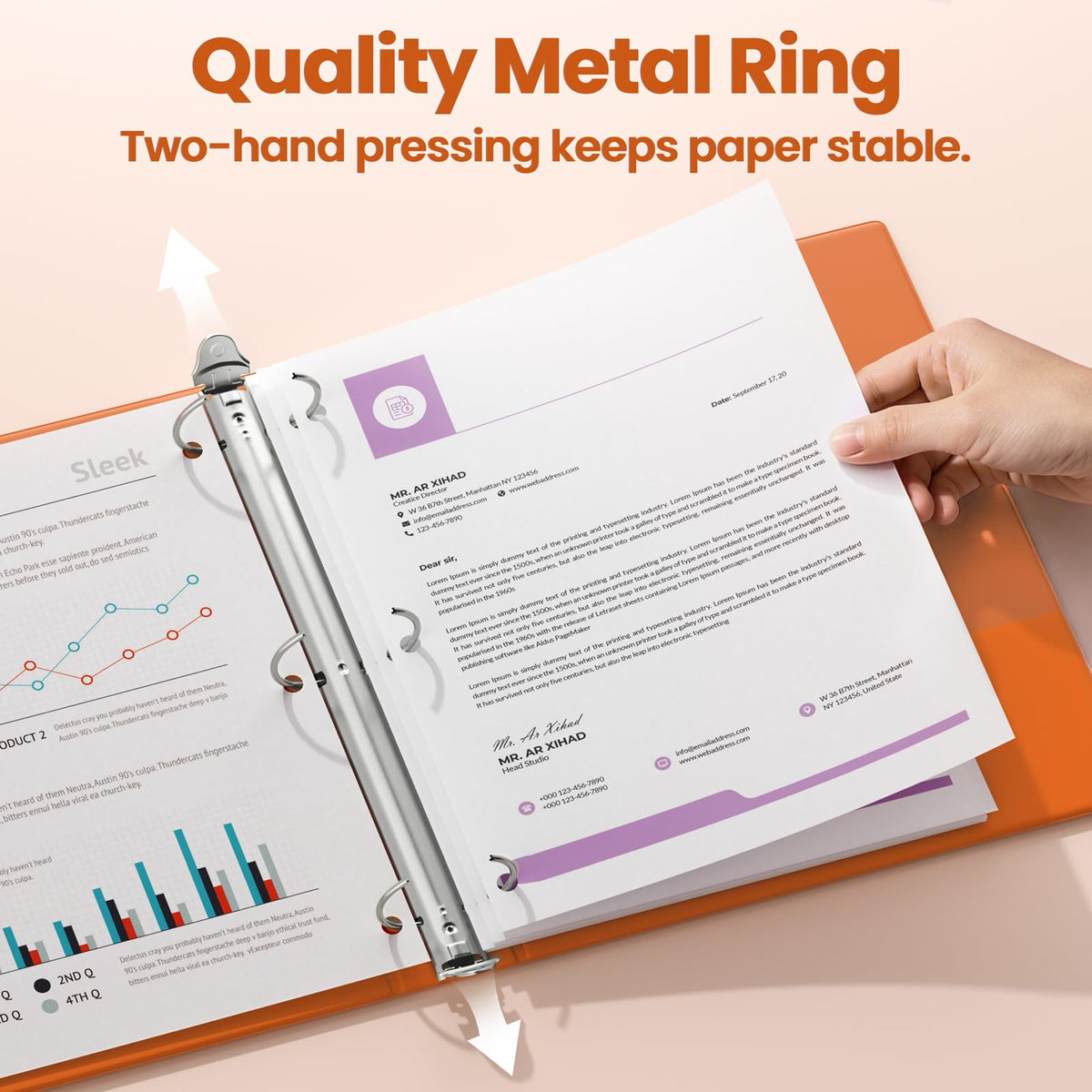 SUNEE 3 Ring Binder 1.5 Inch 1 Pack, Clear View Binder Three Ring PVC-Free (Fit 8.5x11 Inches) for
