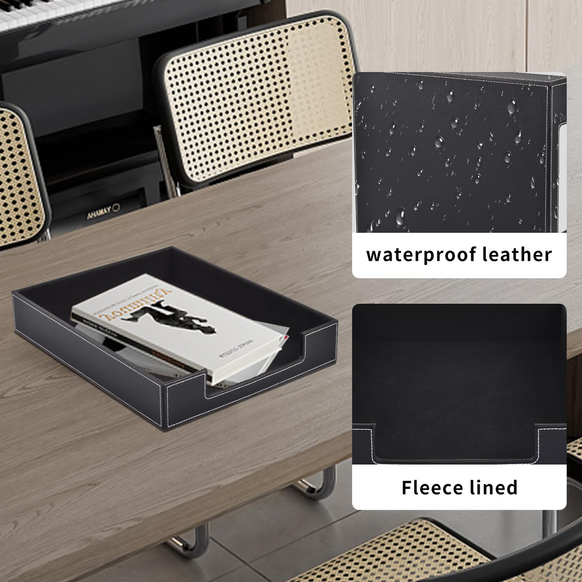 Leather Letter Tray, Office Supplies Desk Organizer for Mail Paper Files Magazines Jewelry