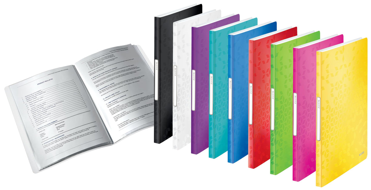 Leitz A4 Display Book, 40 Pockets, 80 Sheet Capacity, Transparent Pockets, Black, Wow Range
