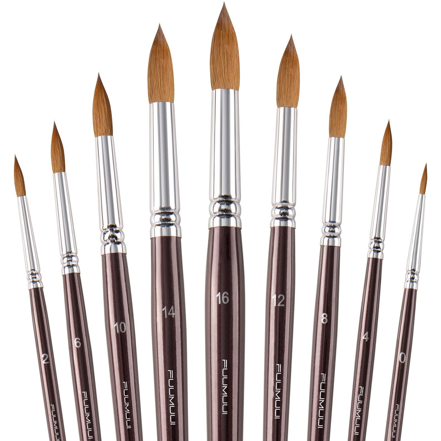 Sable Watercolor Brushes 9pcs Professional Superior Kolinsky Watercolor Paint Brushes for Artists