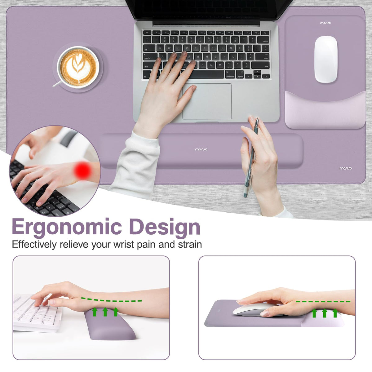 MOSISO Keyboard Mouse Pad Set, Large Gaming Mouse Pad&Keyboard Wrist Rest