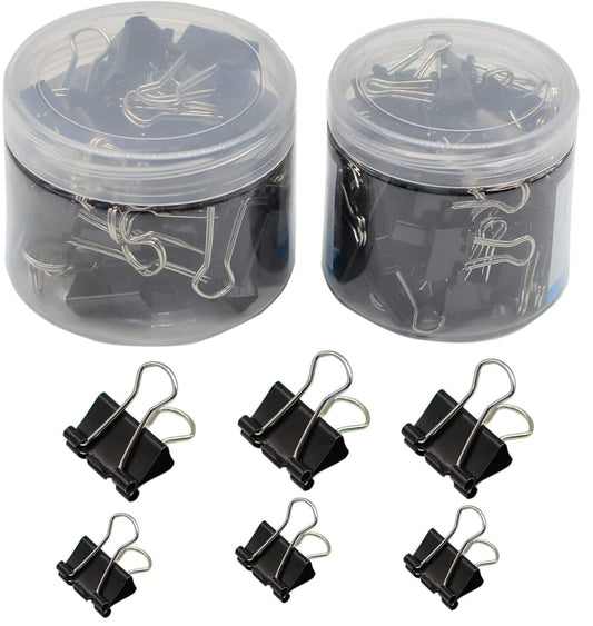 100 Pcs Black Small Binder Clips 2 Size Paper Clamps for Office Work School and Home Supplies (2