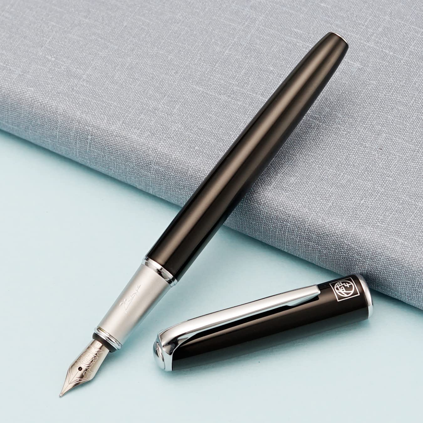 erofa Picasso 916 Black Fountain Pen with Gift Box Calligraphy Writing Pen Set Bent Nib Fude 1.0mm