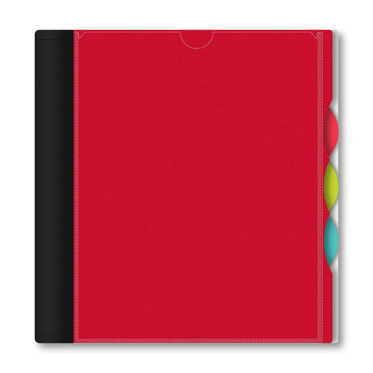 IQ+ iScholar 3-Subject Poly Cover Wirebound Notebook, College Ruled, 11 x 8.5 Inch, 150 Sheets, Red