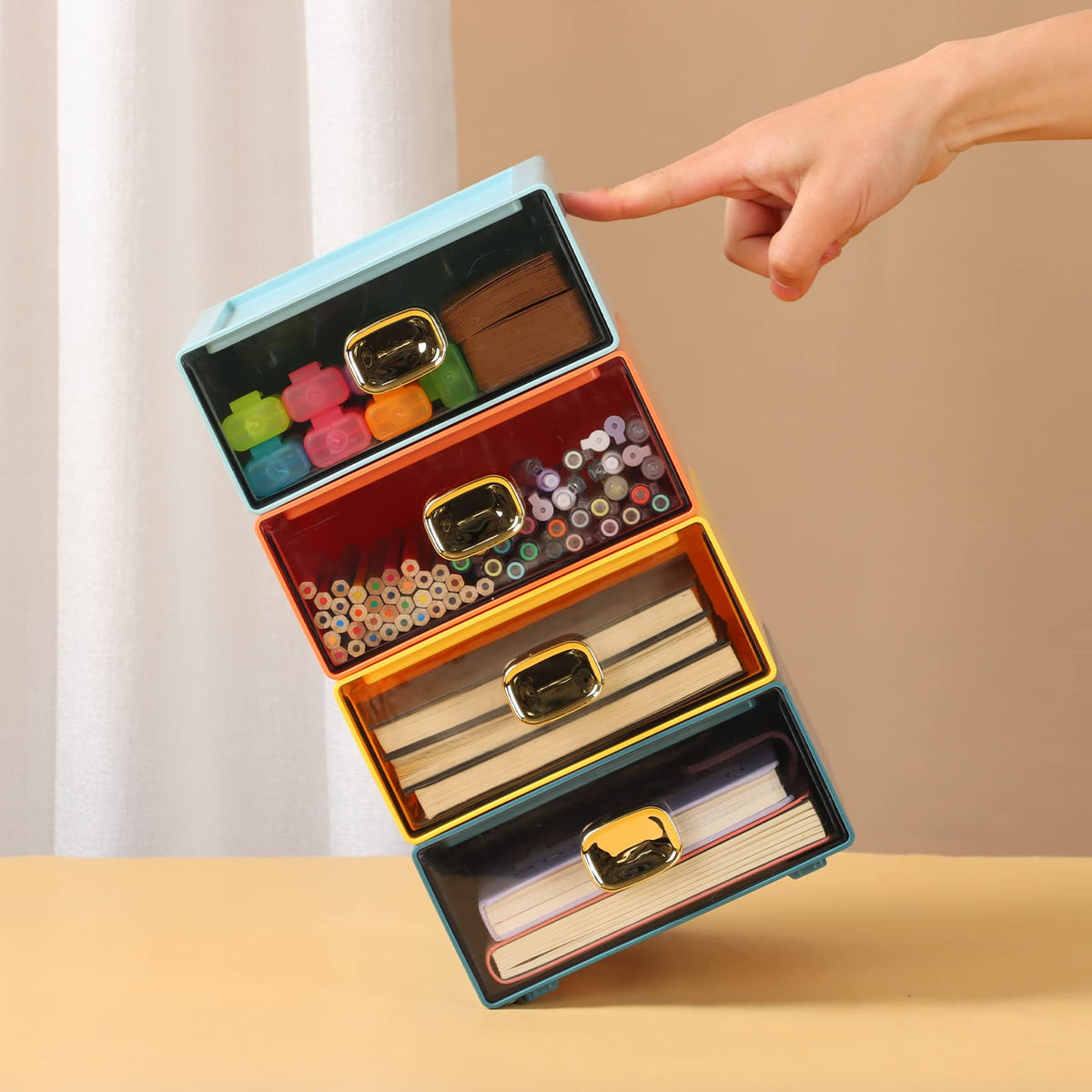 OSteed Desktop Storage Drawers, Stackable Countertop Organizer with Drawers