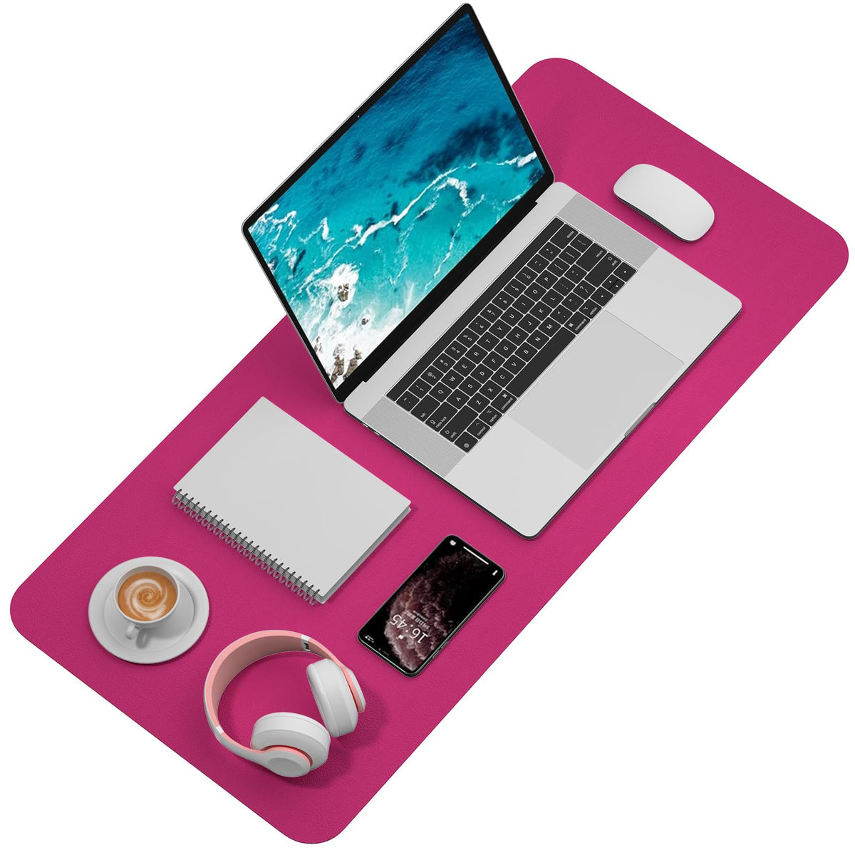 Hsurbtra Desk Pad, 35.5" x 17" PU Leather Desk Mat, XXL Extended Mouse Pad, Waterproof Desktop