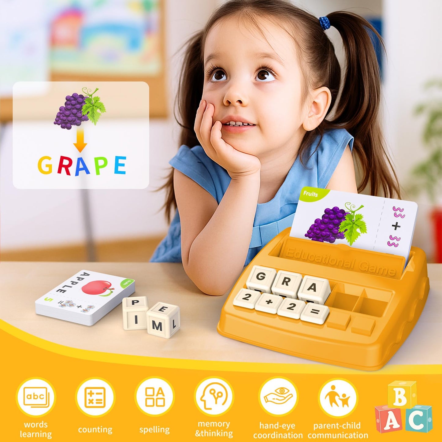 DEGIDEGI Educational Toys for Kids Ages 3-8, Matching Letter Spelling Game ABC Math Learning, Xmas