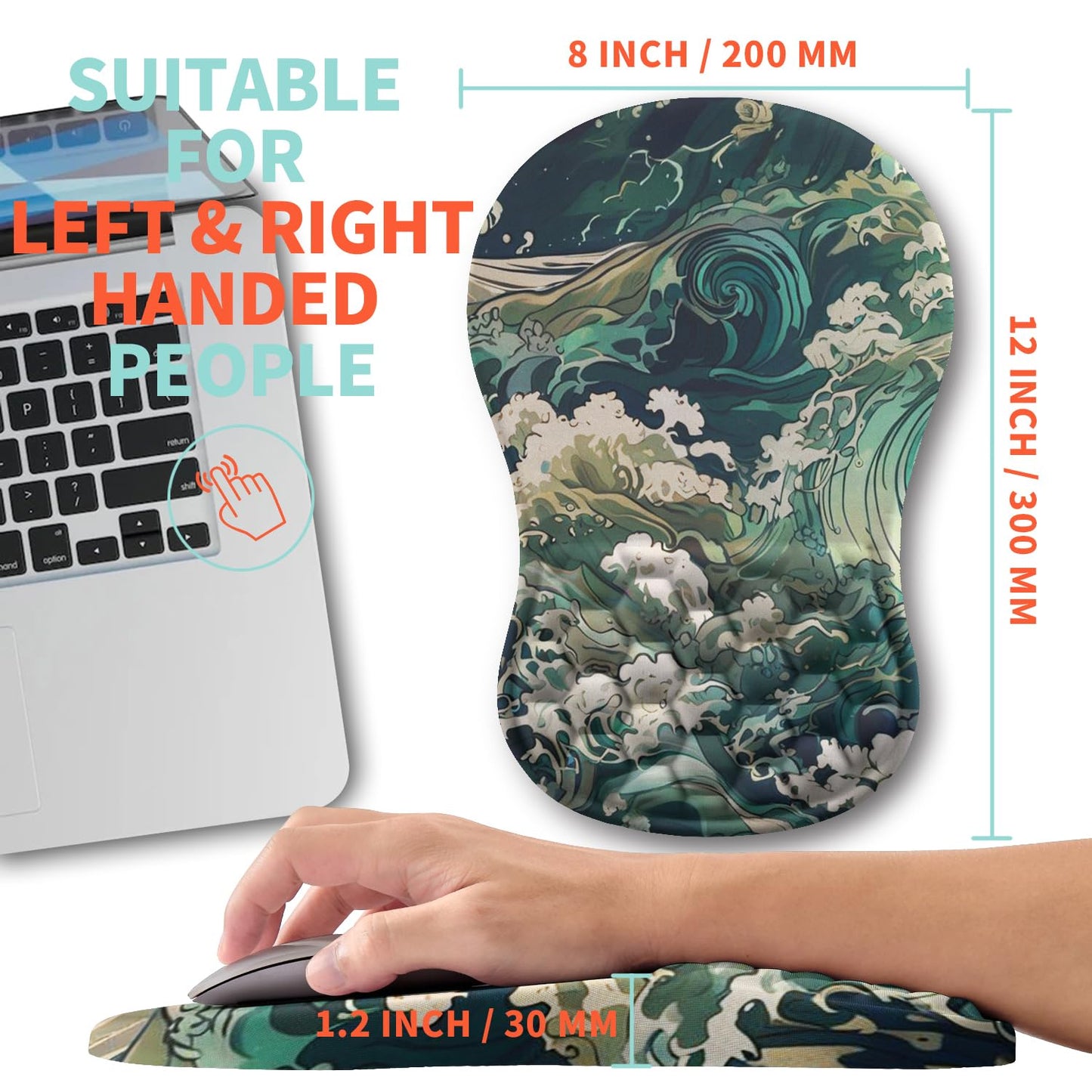 Kuosgm Ergonomic Mouse Pad Wrist Support with Memory Foam Massage Bulge, Carpal Tunnel Pain Relief
