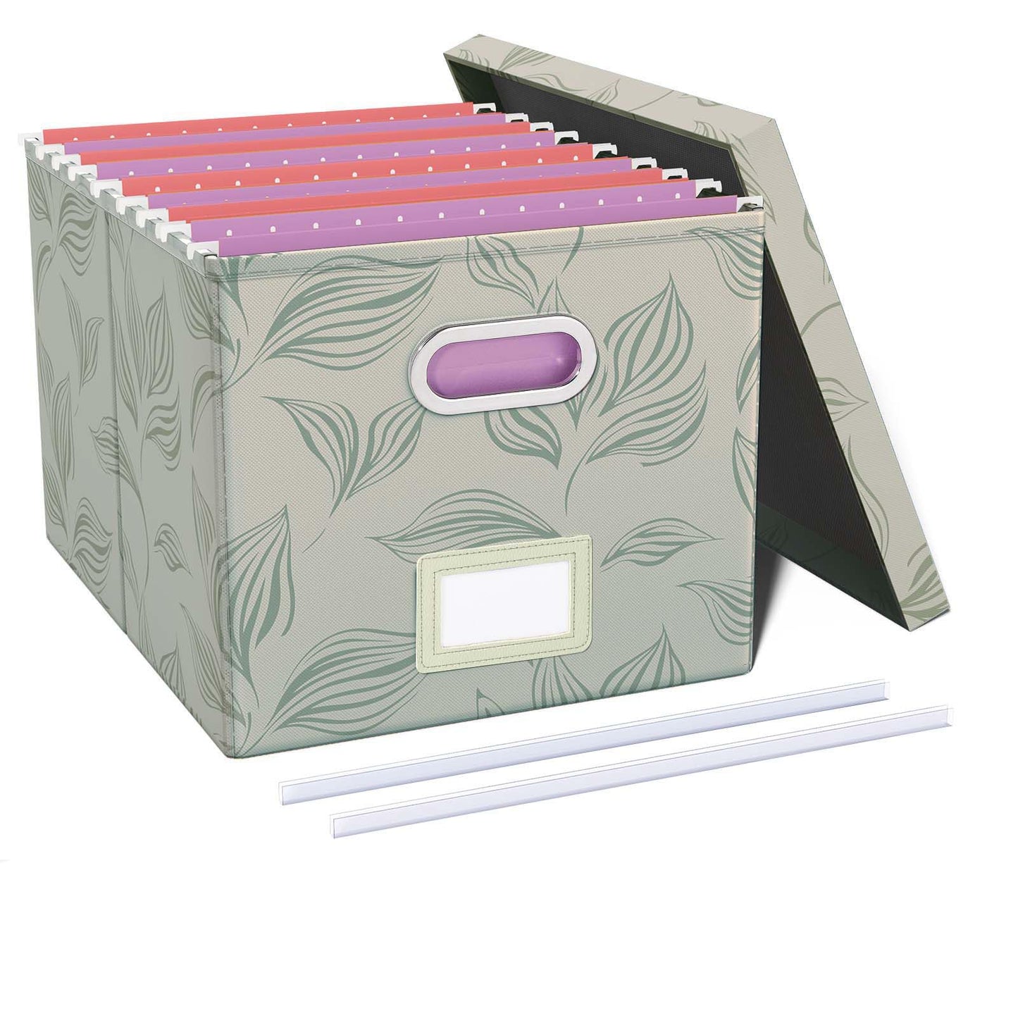 Oterri File Organizer with Lid, File Box, File Cabinet for Letter File Folder Storage, Hanging File