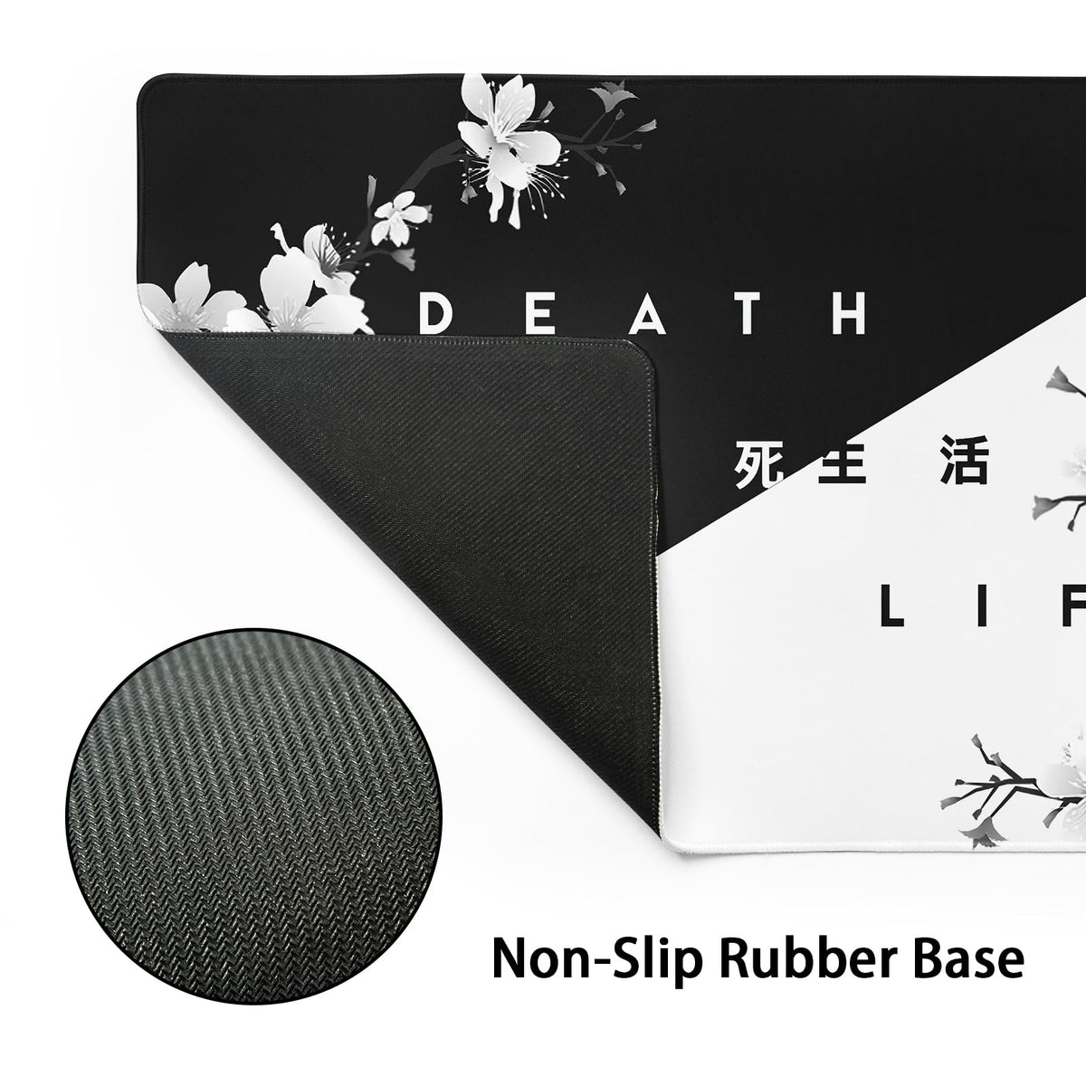 aportt Black White Cherry Blossom Mouse Pad Large Japanese Sakura Death Life Desk Mat 60x35 cm