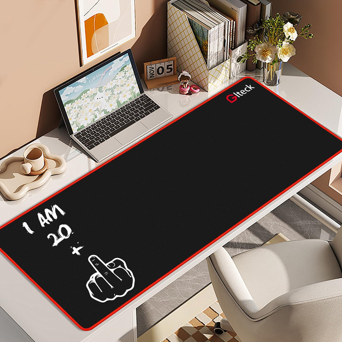 GGLTECK Mouse Pad with 21st Birthday Creative Printing, 36"x16.5" Extended Non-Slip Rubber Mouse