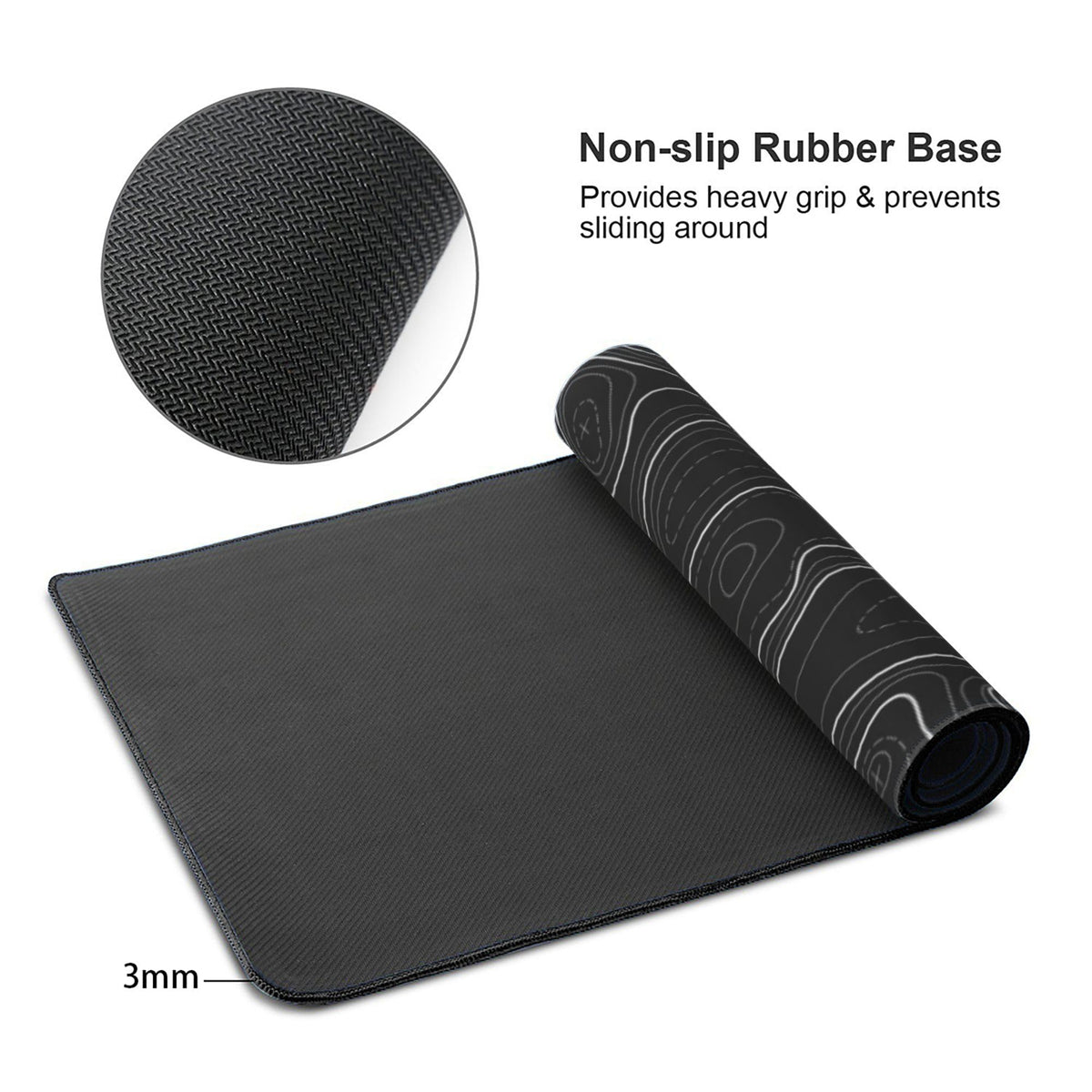BEYIMEN Gaming Mouse Pad, Black Topographic Pattern, 35.4 x 15.7 in
