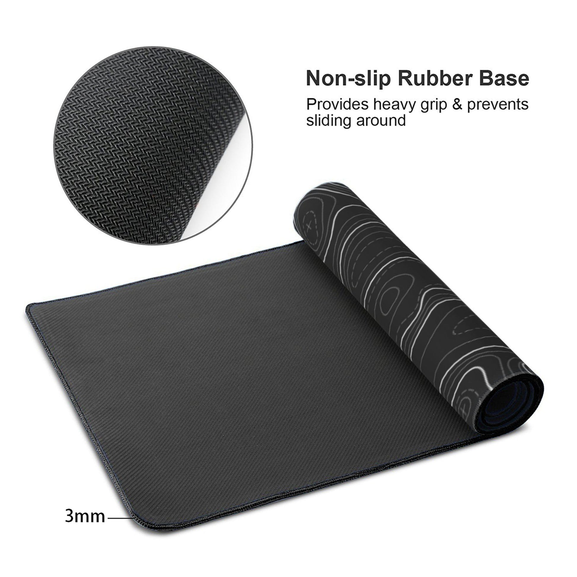 BEYIMEN Gaming Mouse Pad, Black Topographic Pattern, 35.4 x 15.7 in