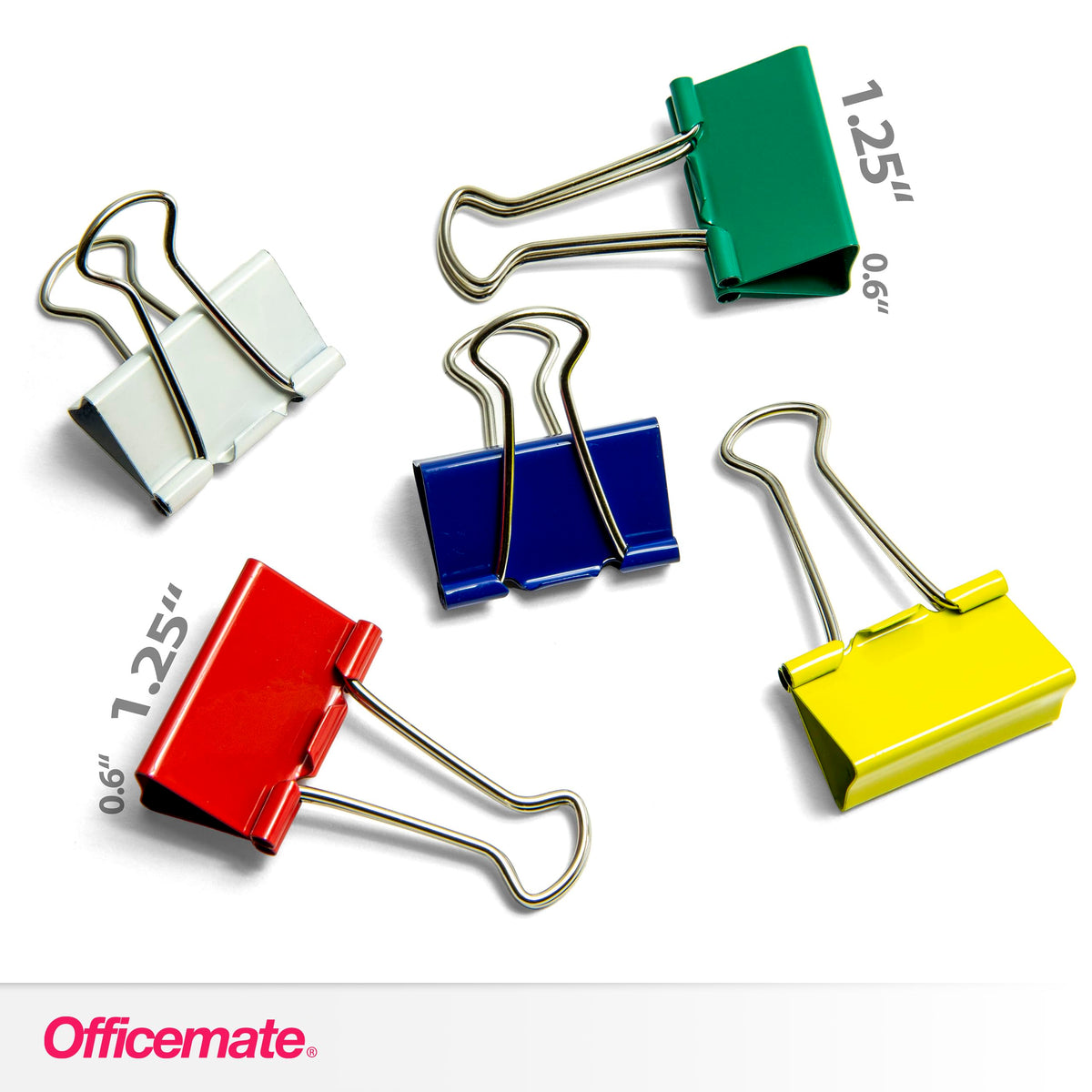 Officemate OIC-31029 Binder Clips, Metal, Assorted Colors, Medium, 24-Pack