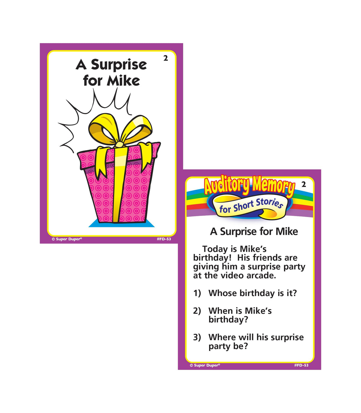 Super Duper Publications | Auditory Memory for Short Stories Fun Deck | Listening Comprehension