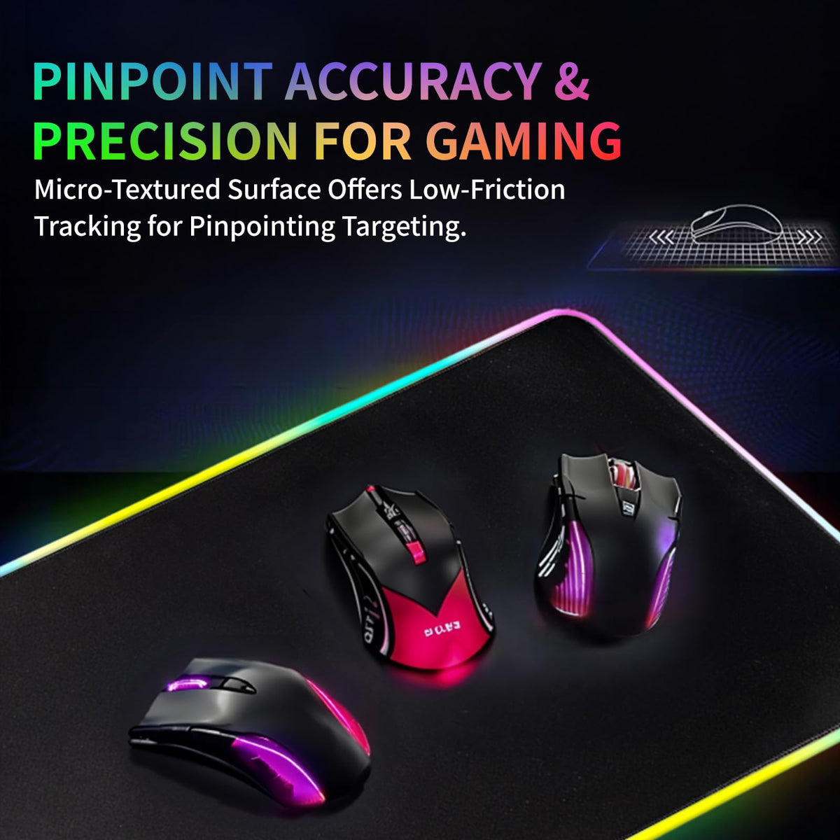 RGB Gaming Mouse Pad with Wireless Charging 15W, LED Mouse Mat 31.5 * 11.8 in, 10 Light Modes Extra