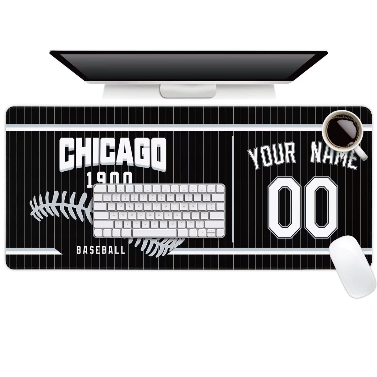 Chicago Mouse Pad Custom Any Name and Number Personalized Desk Pad for Men Women Youth Gifts