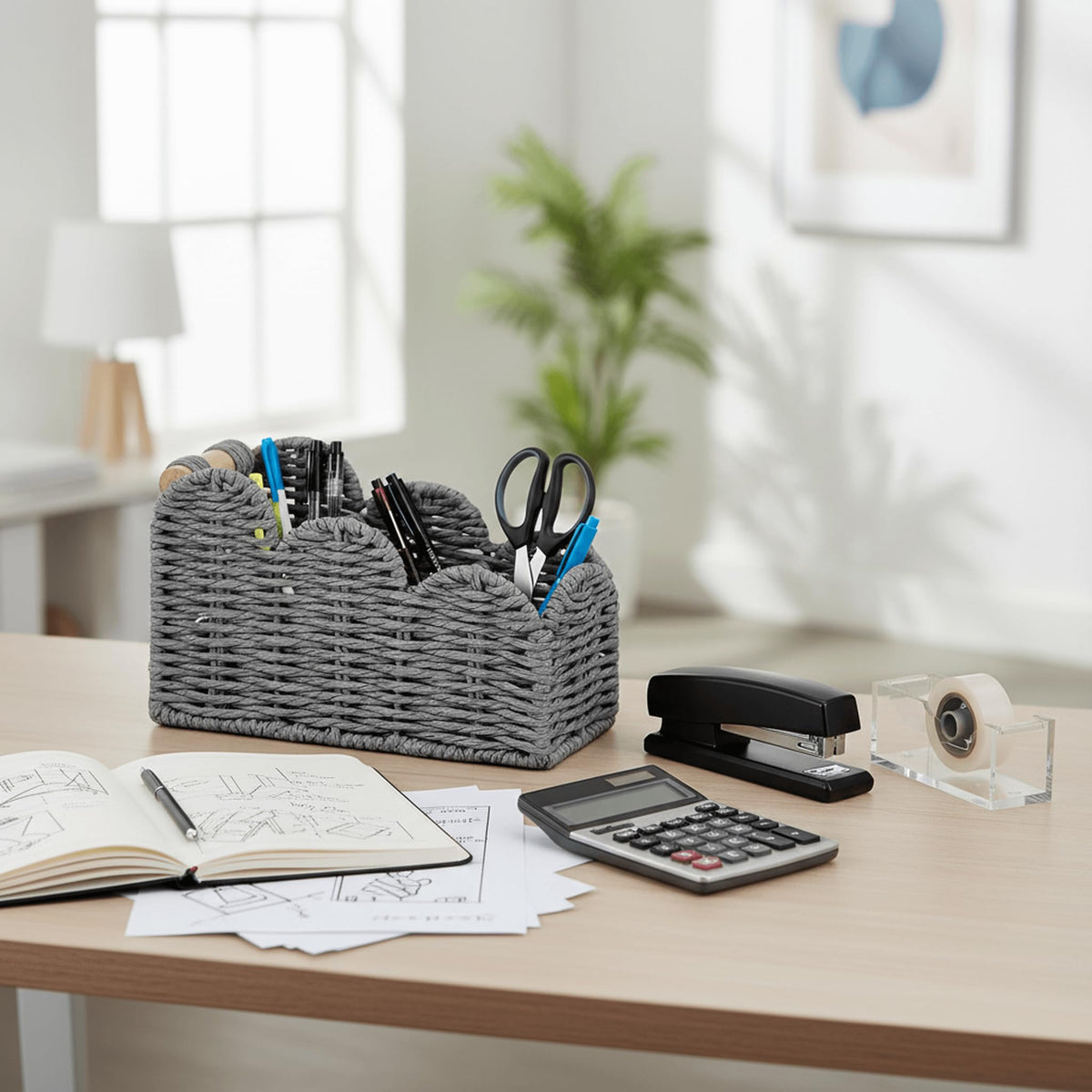 CubesLand Bedside Table Desk Organizer Caddy, Remote Pen&Pencil Holder Cup