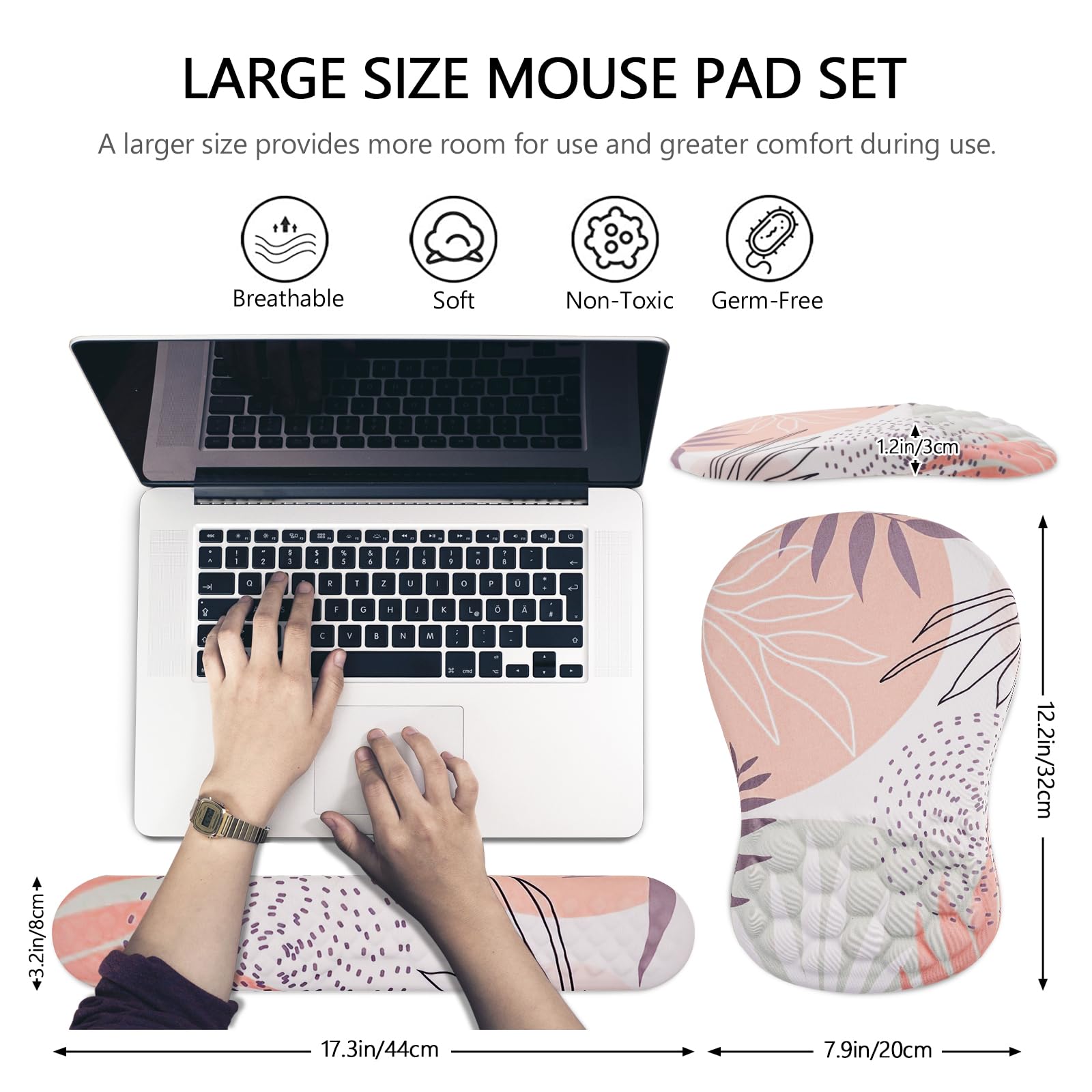 Laokiiy Ergonomic Mouse Pad & Keyboard Wrist Rest Set, Memory Foam