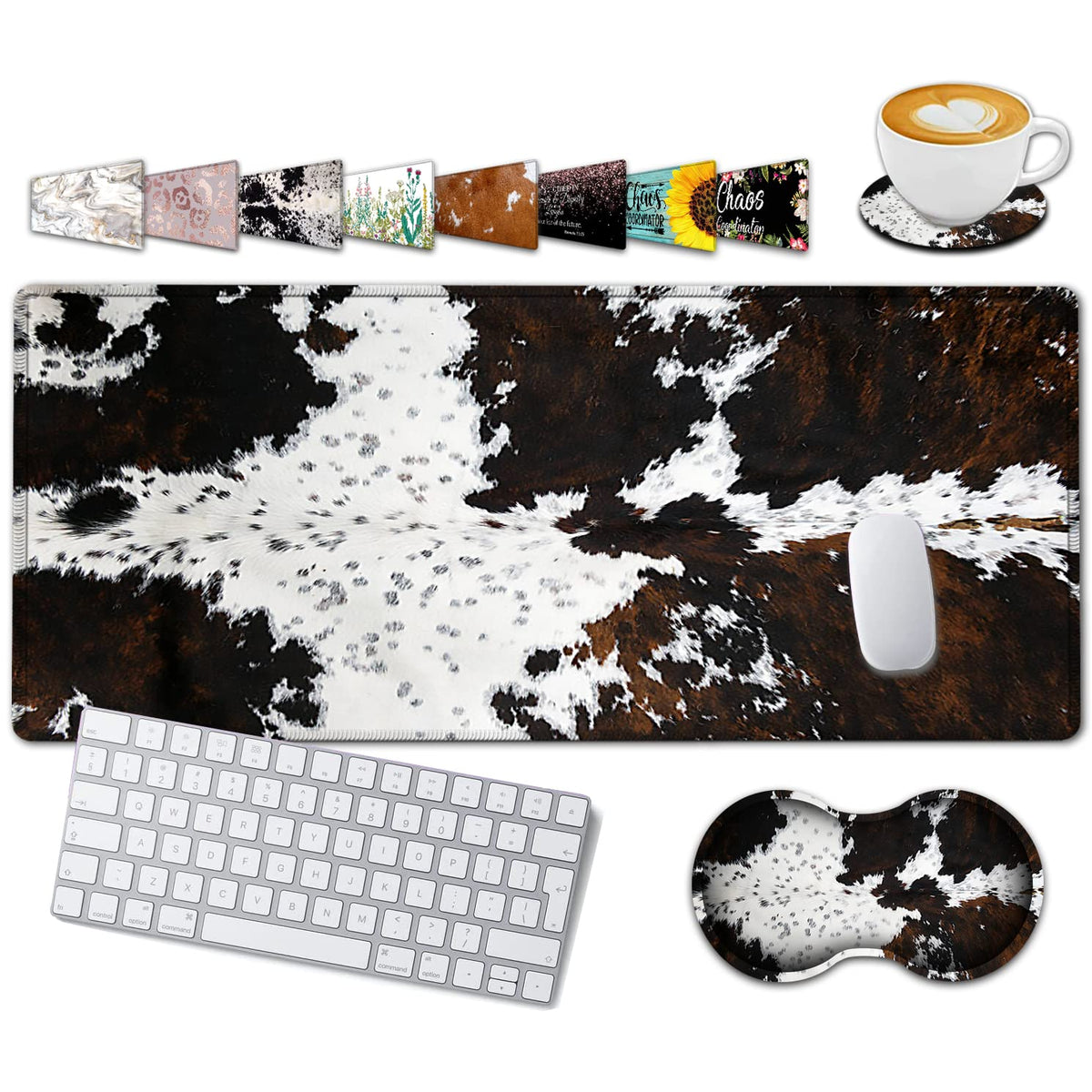 Large Gaming Mouse Pad, 31.5x11.8 in Extended Computer Mouse Mat with Non-Slip PU Base, Ergonomic