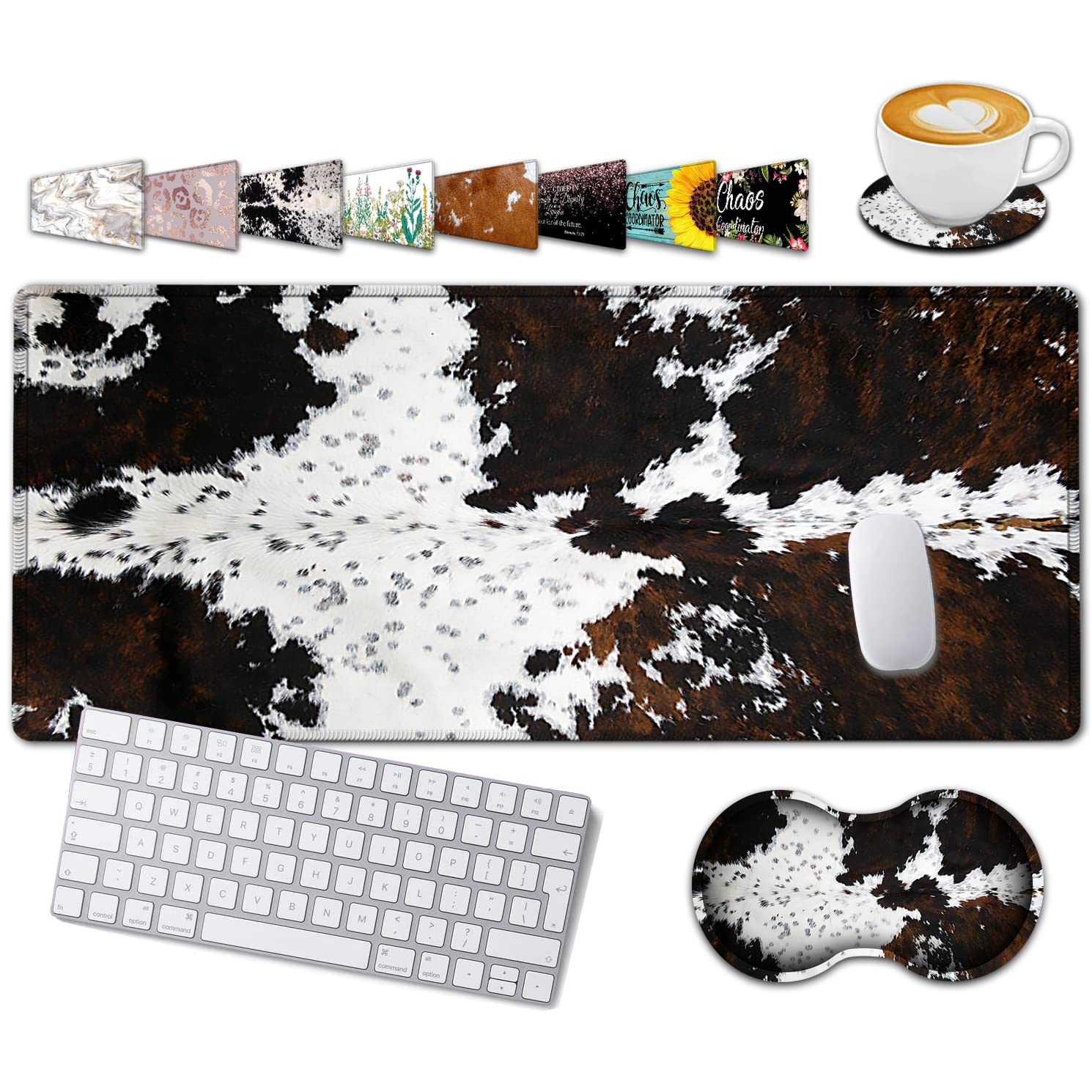 Large Gaming Mouse Pad, 31.5x11.8 in Extended Computer Mouse Mat with Non-Slip PU Base, Ergonomic