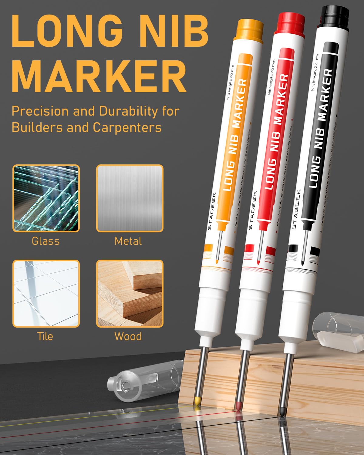 STAGEEK 34 Pack Carpenter Pencils with Sharpener