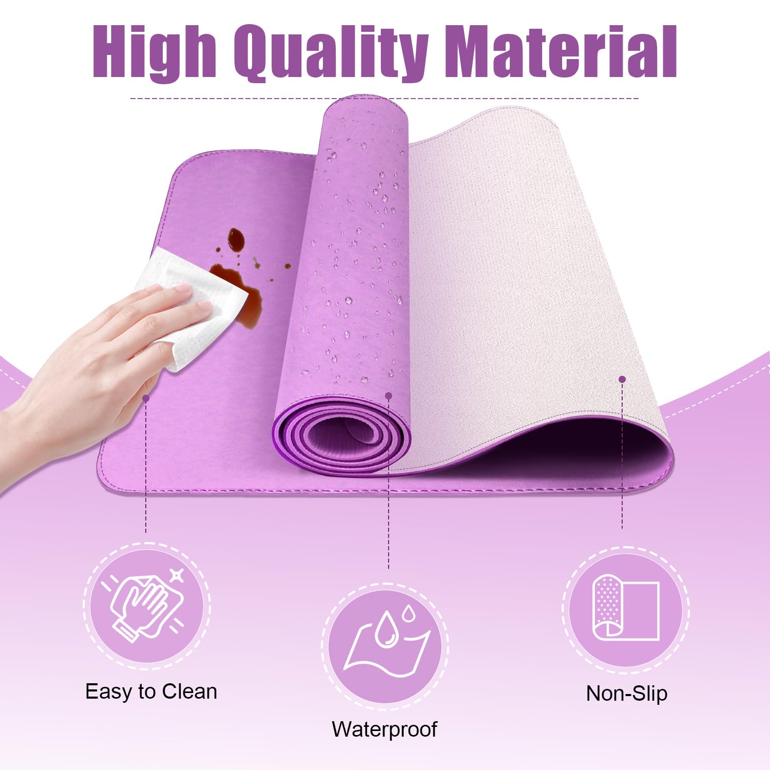 Leather Desk Pad Protector, 39.4'' X 17'' Large Mouse Pad, Office Desk Mat, Non-Slip PU Leather &