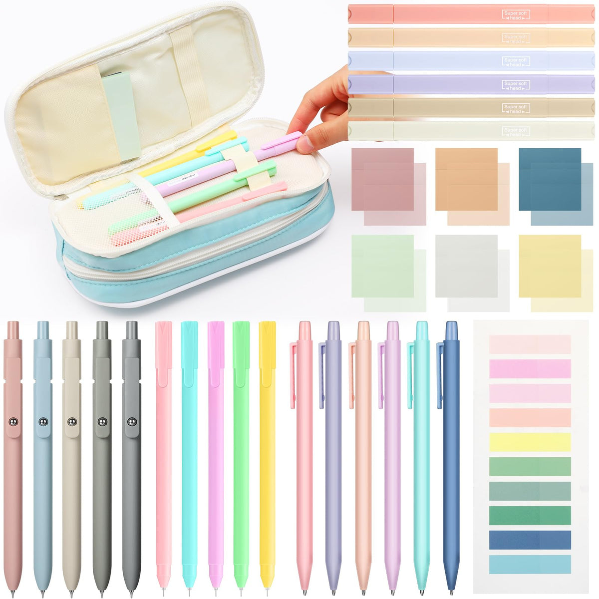 Lincia 30 Pcs Aesthetic School Supplies for Stationary Essentials, Blue