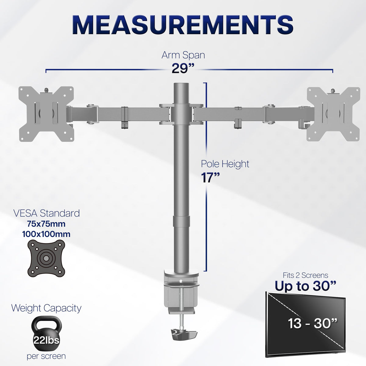 VIVO Dual Monitor Desk Mount, Heavy Duty Fully Adjustable Steel Stand, Holds 2 Computer Screens up