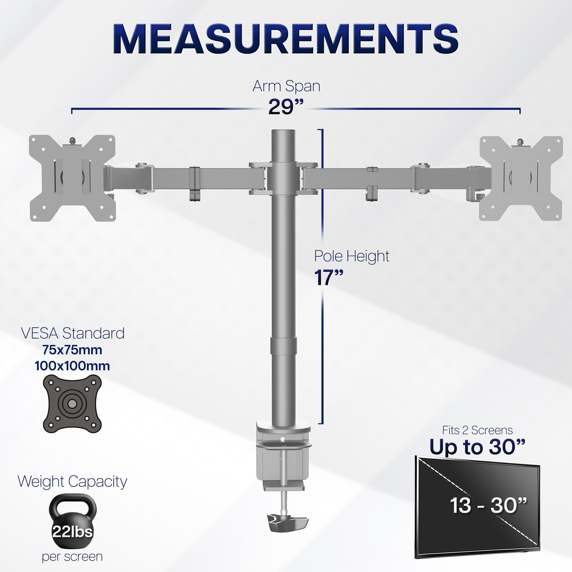 VIVO Dual Monitor Desk Mount, Heavy Duty Fully Adjustable Steel Stand, Holds 2 Computer Screens up