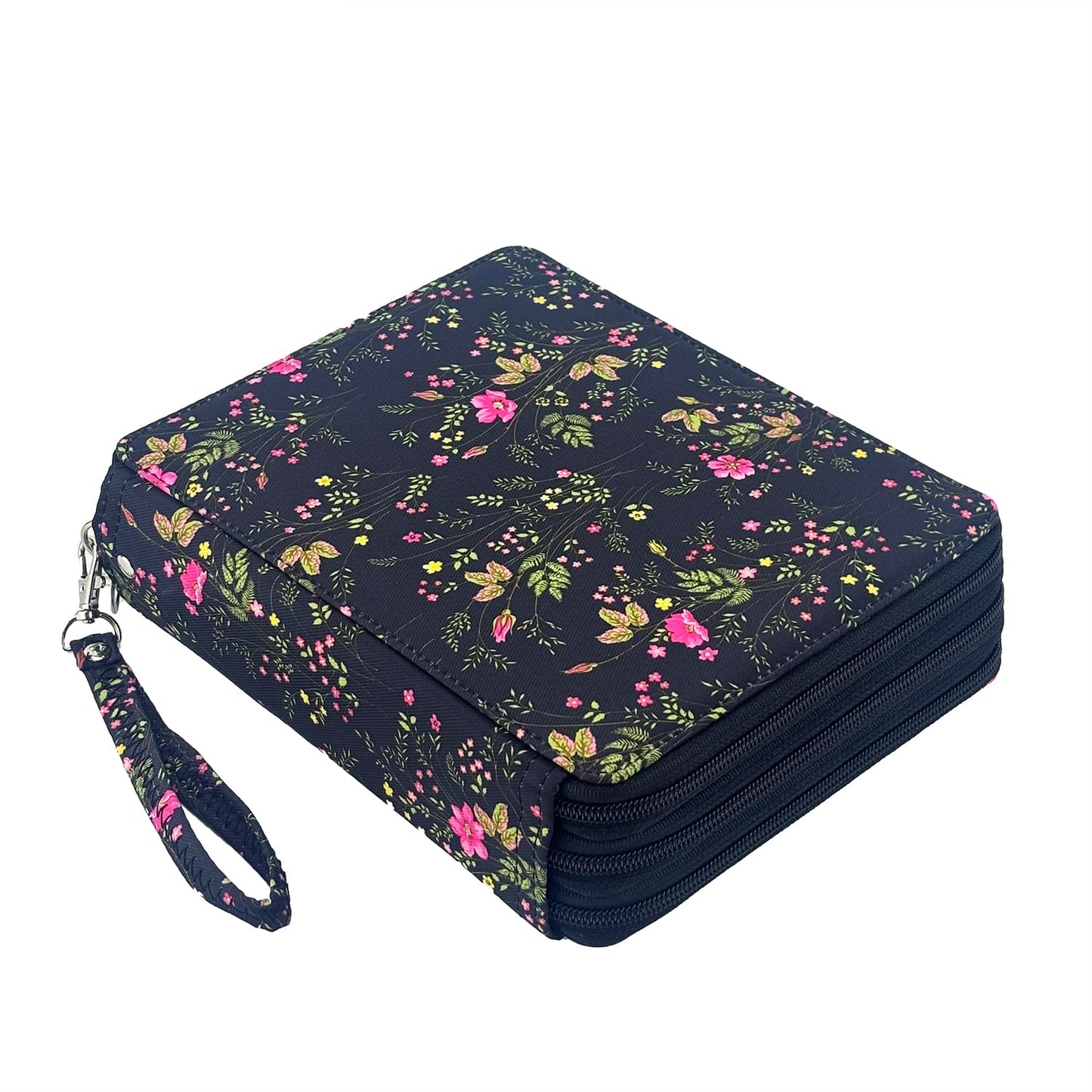 YOUNGCOL 120 Slots Colored Pencil Case,Pen Organizer,Black Floral
