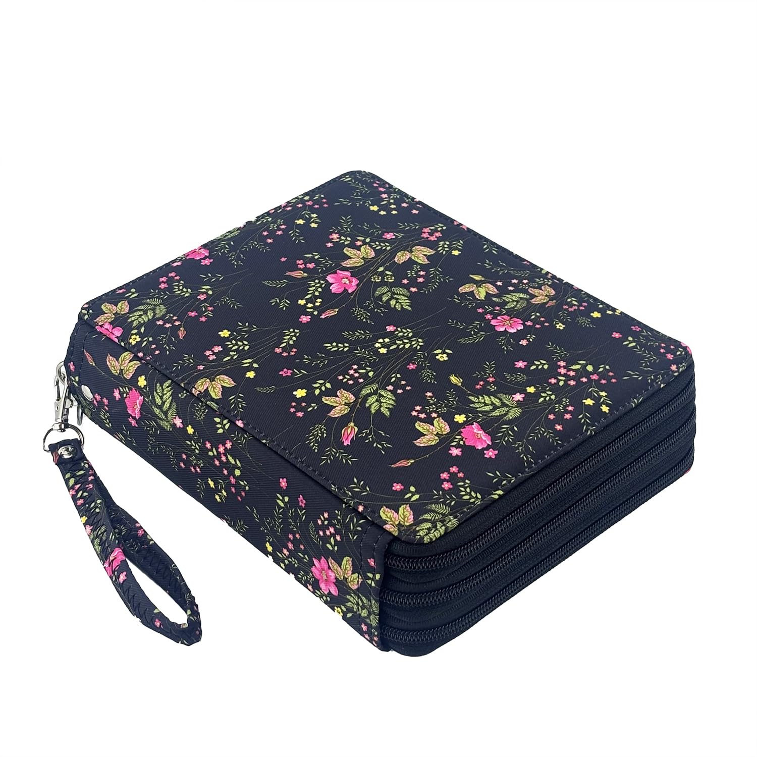YOUNGCOL 120 Slots Colored Pencil Case,Pen Organizer,Black Floral