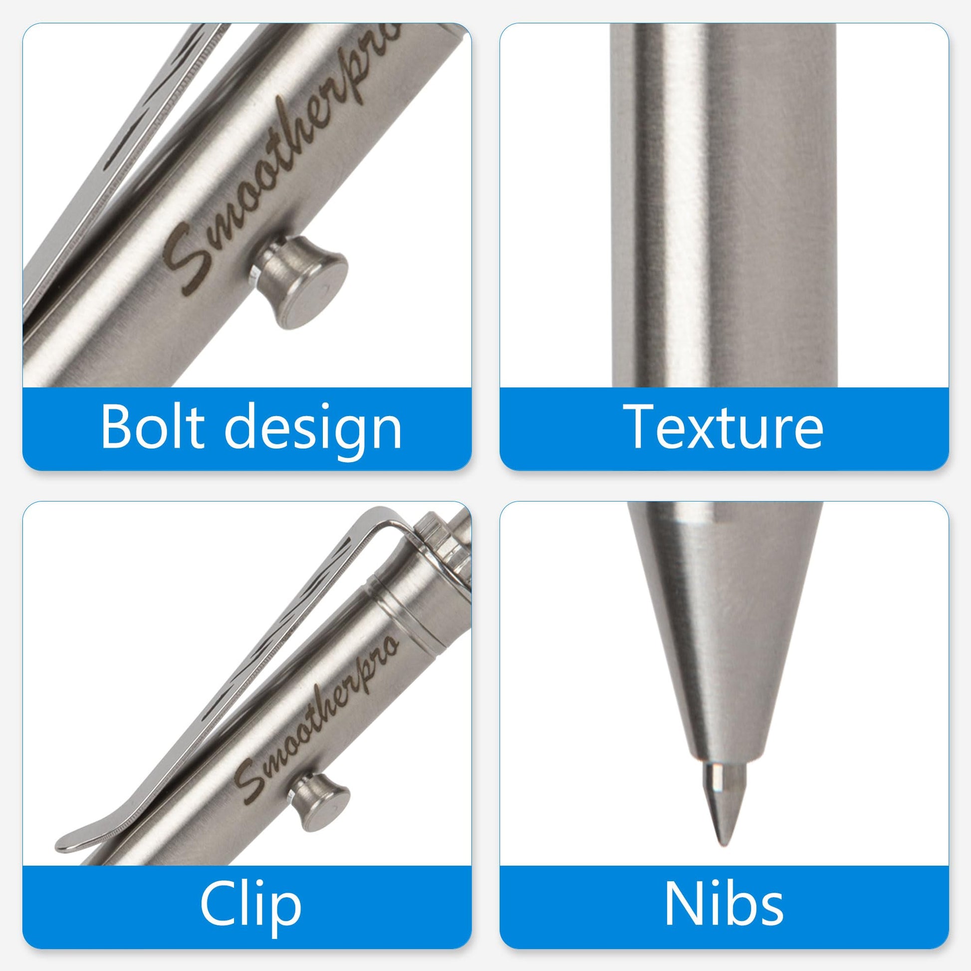 SMOOTHERPRO Stainless Steel Bolt Action Pen Compatible with Pilot G2 Refill