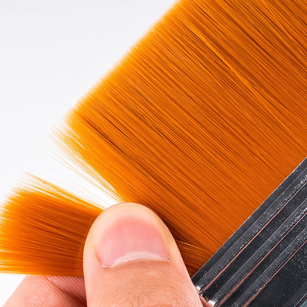 LIGHTWISH Set of 7 Flat Paint Brushes for Applying Gesso, Acrylic Paint, Oil Paint, Watercolor