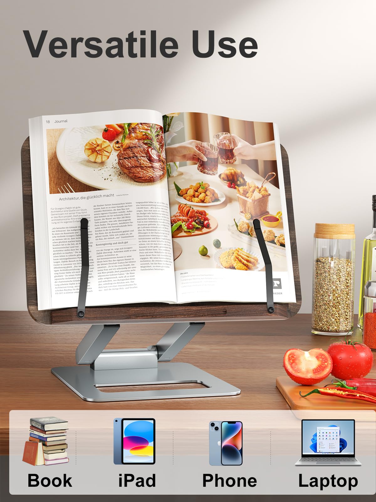 Tounee Book Stand for Reading, Telescopic Book Holder, Adjustable Height Pull Out Design Ergonomic
