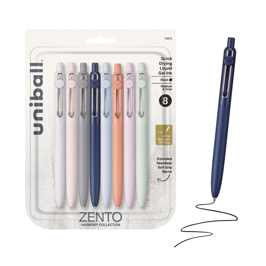 uniball™ Zento Gel Pens, Black Ink, 0.7mm Medium Point, 8 Count