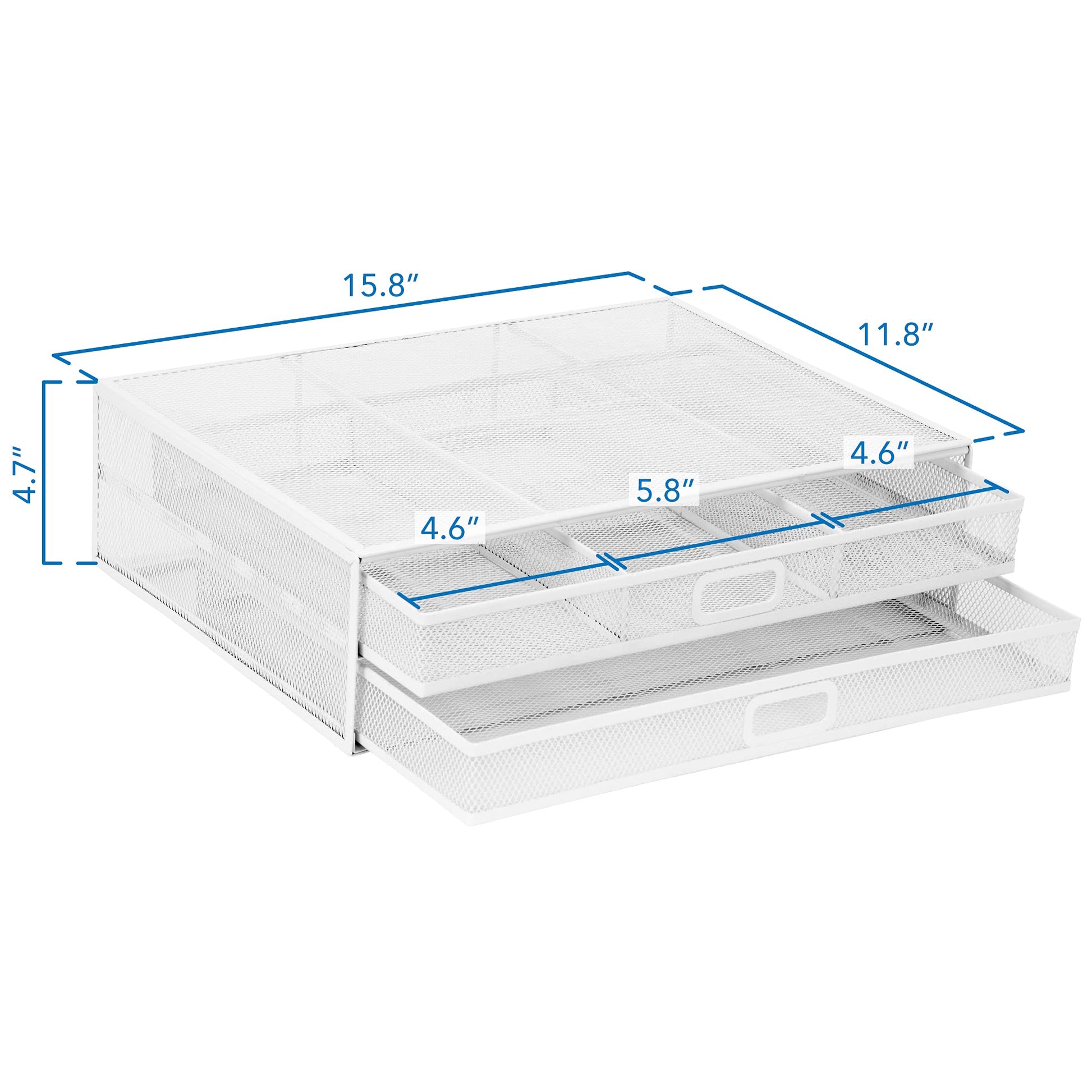 Mount-It! Mesh Computer Monitor Stand Riser [Metal] Desk Organizer with Two Pullout Storage Drawers