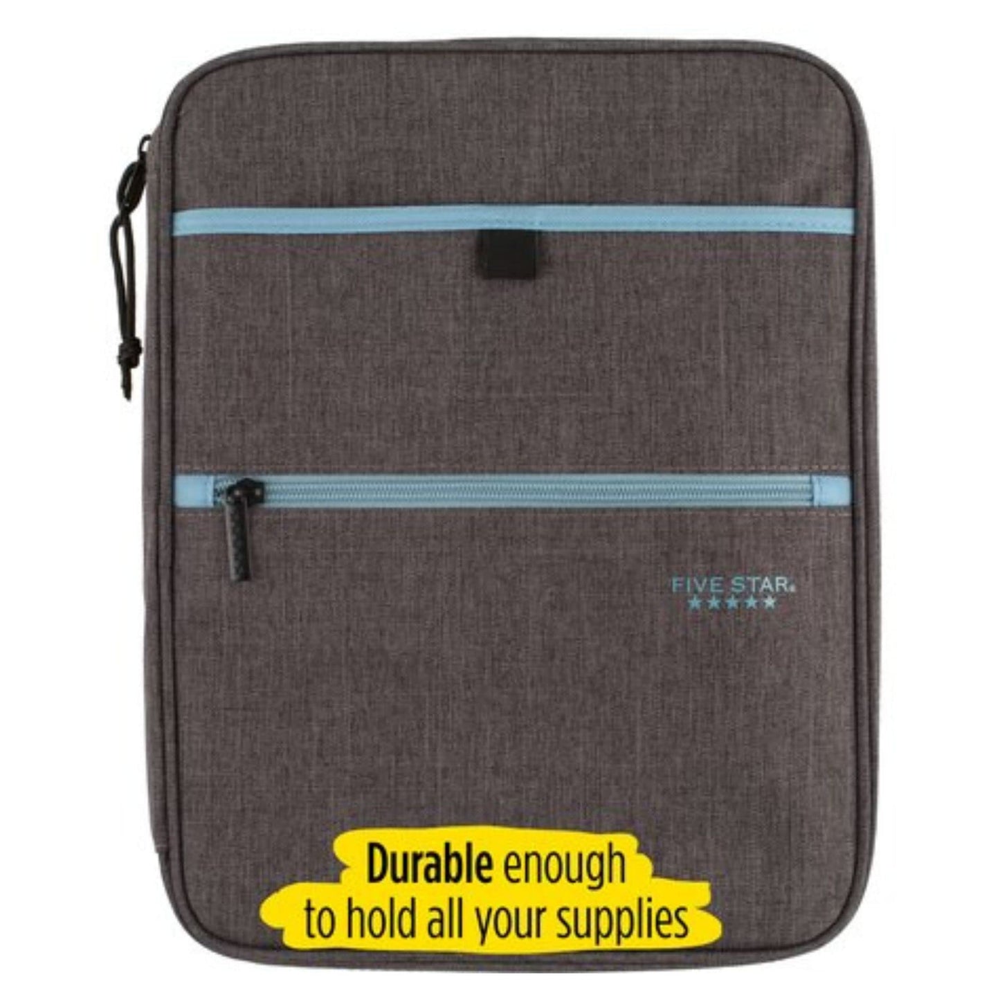 Five Star Zipper Binder, 1 Inch 3-Ring Binder with Round Rings, Carry-All with Pockets and 4-Tab